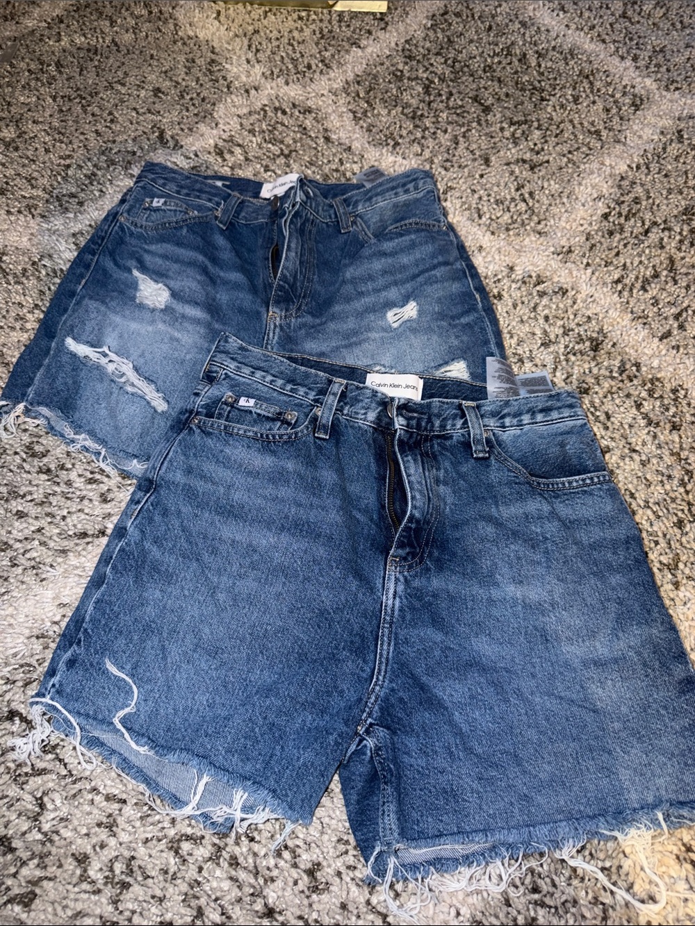 2 pair Calvin Klein Denim Cutoff Shorts - Blue Distressed size 29